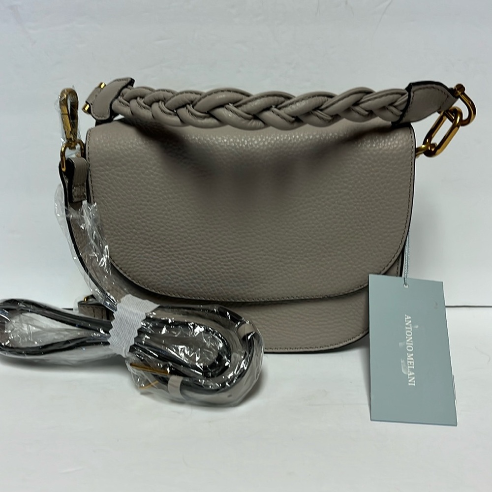 Antonio Melani Leather Taupe Crossbody